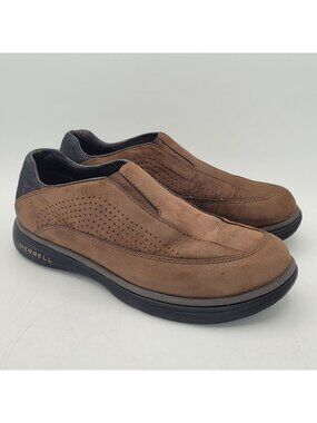 Merrell Topo Moc Men's 8 Slip On Sport Shoe Chocolate Nubuck Leather Loafer